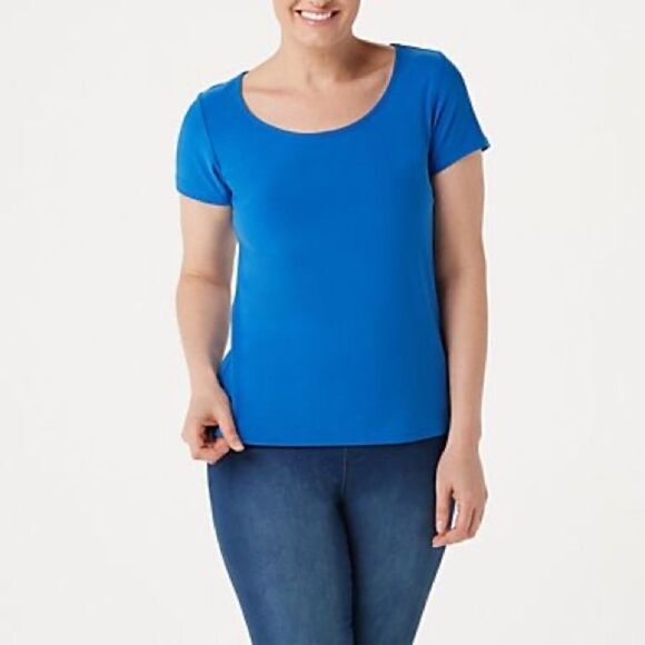 Linea by Louis Dell'Olio Moss Crepe Short-Sleeve Knit Top - Picture 1 of 4